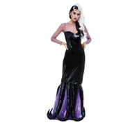 Smiffys Evil Sea Witch Costume, Black Dress, Fairytale, Wings and Wands Fancy Fancy Dress, Storybook Character Dress Up Costumes