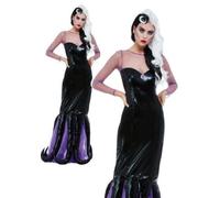 Smiffys Evil Sea Witch Costume, Black Dress, Fairytale, Wings and Wands Fancy Fancy Dress, Storybook Character Dress Up Costumes