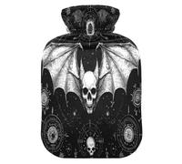 Evil Skull Black Gothic hot Bottle Water Bag with Soft Cover, 1L hot Water Bag for Neck Shoulder Warmer, Neck Shoulder Warmer