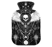 Evil Skull Black Gothic hot Waterbottle with Soft Cover, 2L hot Water Bag for Neck Shoulder Warmer, Menstrual Cramps, Bolsa Caliente para Dolores musculares