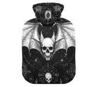 Evil Skull Black Gothic hot Waterbottle with Soft Cover, 2L Warm Compress for Tummy Warmer, Hand Feet Warmer, bolsas para agua Caliente