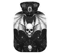 Evil Skull Black Gothic hot Waterbottle with Soft Cover, 2L Warmer Bag for Neck and Shoulder Pain Relief, Tummy Warmer, Bolsa de calor para Dolor Menstrual