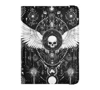 Evil Skull Black Gothic Leather Passport Holder for Travel Secure Hidden Ticket Holder for Family Trip Essentials