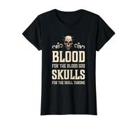 Evil Skull Blood for The Blood God Hell Demon Value Graphic T-Shirt, Women, Black, XL