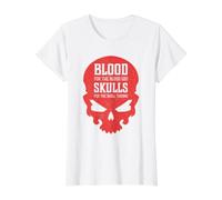 Evil Skull Blood for The Blood God Hell Demon Value Graphic T-Shirt, Women, White, XS