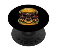 Evil Skull Burger Horror Foodie Aesthetic Graphic Halloween PopSockets Adhesive PopGrip