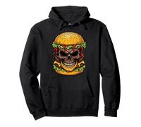 Evil Skull Burger Horror Foodie Aesthetic Graphic Halloween Pullover Hoodie