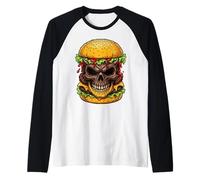 Evil Skull Burger Horror Foodie Aesthetic Graphic Halloween Raglan Baseball Tee