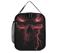 Evil Skull Face Funny Lunch Bag Insulated Lunch Box with Detachable Handle for Work Travel Picnic