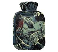 Evil Skull Night Gothic Water Bottle for hot Water with Soft Cover 2L hot compresses for The Body Period Cramps Period Cramps