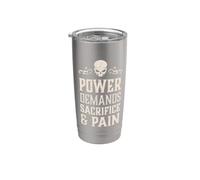Evil Skull Power Demands Sacrifice and Pain Hell Demon Chaos Stainless Steel Insulated Tumbler