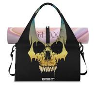 Evil Skull Sports Duffle Bag with Shoe Compartment Skull Print Weekend Overnight Bags Tote Cabin Luggage Bag for Gym Yoga Travel