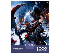 Evil Snow Jester 1000 Piece Classic Jigsaw Puzzle Sinister Carnival Jigsaw Puzzle Set Thick Cardboard Teen Puzzle Fans 12-18 Logic Skill After-School Party Game Best Gift Lovers 38x26cm/1000pcs