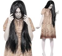 Evil Spirit Costume Girls Exorsist Halloween Fancy Dress Ring Outfit + Wig New