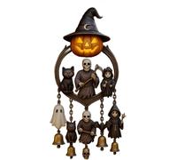 Evil Whispers Gothic Wind Chime,Resin Ghosts Wind Chime,Vintage Gothic Figure Modeling,Bell Chime With Carved Pumpkin Lantern,Reaper & Black Cat For Porch, Or Window Home Decor,1 Pcs
