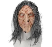 Evil Witch Mask Scary Halloween Old Lady Realistic Face Mask Halloween | Halloween Creepy Latex Helmet,Scary Realistic Full-Head Masquerade Cosplay Props,Horror Dress-up Mask Accessory for Men Women
