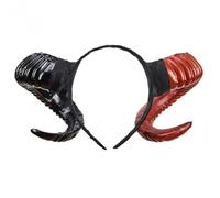 Evil Witch Ridged Devil Ram Goat Horn Headband - Halloween (Red, One Size)