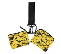 Evil Witch Yellow Black Halloween Women's Coin Wallet Card Holder Cute Fashion Card Wallet Money Organizer with Zipper Pocket for Lady 2 Pcs