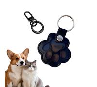 EVIMAR Pet Hair Collector Keychain | Memorial Keepsake with Transparent Window, PU Leather Paw Print Keyring for Pet Fur, Gift for Cat and Dog Lovers with Bonus Matching Keychain (Pure black)