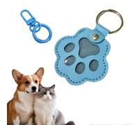 EVIMAR Pet Hair Collector Keychain | Memorial Keepsake with Transparent Window, PU Leather Paw Print Keyring for Pet Fur, Gift for Cat and Dog Lovers with Bonus Matching Keychain (Sky blue)
