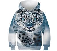 evimo childrens Sweatshirts 3D print Spotted Snow Leopard Pullover Hoodie Autumn Hooded Jumpers Long Sleeve Hooded Sweatshirts Outwear 8-10Y