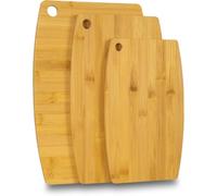 EVINOS Kitchen Thick Wooden Chopping Boards - 3 Piece Organic Bamboo Chopping Board Set - Ideal for Cutting Meat, Vegetables, Cheeses and Bread
