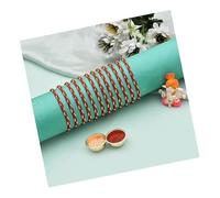 Evisha 12 Pcs Simple Elegant Moli Thread Rakhi For Brother | Rakhi for Bhaiya | With Roli Chawal Packet, Free, Metal