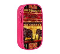 EVIUS African Elephant Patchwork Print Pencil Case – Large Capacity Zippered Pencil Case, Portable Pen Box - Cute Pencil Cases for Kids, School, Office, and Travel