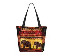 Evius African Elephant Patchwork Tote Bag For Women - Stylish Shoulder Bags With Zipper For Work, Beach, Travel, And Shopping - Versatile Grocery Bags