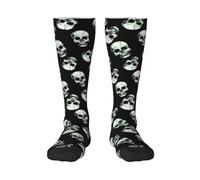 Evius Black Skull Compression Socks For Men And Women,Colour Clashing Stockings Cute Knee High Sports Socks,Classic Colourful Prints,Best Support For Outdoor Sports,Running,Fitness,Travelling.