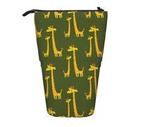 EVIUS Cartoon Giraffe Printed Pencil Case Cute, Stand Pencil Cases Holder, Pencil Case Telescopic with Zipe Pencil Case, Funny Pencil Case for Kids, Portable Standing Pen Holder