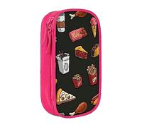 EVIUS Chicken Leg Burger Drink Print Pencil Case – Large Capacity Zippered Pencil Case, Portable Pen Box - Cute Pencil Cases for Kids, School, Office, and Travel