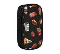 EVIUS Chicken Leg Burger Drink Print Pencil Case – Large Capacity Zippered Pencil Case, Portable Pen Box - Cute Pencil Cases for Kids, School, Office, and Travel