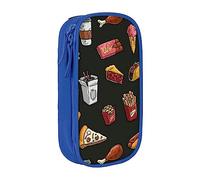 EVIUS Chicken Leg Burger Drink Print Pencil Case – Large Capacity Zippered Pencil Case, Portable Pen Box - Cute Pencil Cases for Kids, School, Office, and Travel