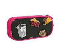 EVIUS Chicken Leg Burger Drink Print Pencil Case Large Capacity Zippered Pencil Case, Portable Pen Box Cute Pencil Cases for Kids School Pencil Pouch Office Storage Bag Makeup Bag
