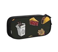 EVIUS Chicken Leg Burger Drink Print Pencil Case Large Capacity Zippered Pencil Case, Portable Pen Box Cute Pencil Cases for Kids School Pencil Pouch Office Storage Bag Makeup Bag
