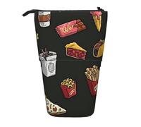 EVIUS Chicken Leg Burger Drink Printed Pencil Case Cute, Stand Pencil Cases Holder, Pencil Case Telescopic with Zipe Pencil Case, Funny Pencil Case for Kids, Portable Standing Pen Holder
