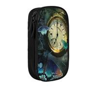 EVIUS Clock Butterfly Print Pencil Case – Large Capacity Zippered Pencil Case, Portable Pen Box - Cute Pencil Cases for Kids, School, Office, and Travel