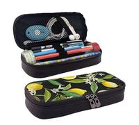 EVIUS Cute Citrus Fruit Pattern Print Pencil Pouch Portable Pu Leather Flip Pencil Case with Zipper Compartments Storage Organizer Pencil Bags for Boys Girls Adults Teen Student Office School