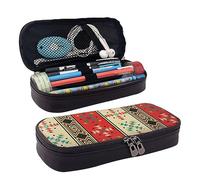 EVIUS Cute Navaho Style Print Pencil Pouch Portable Pu Leather Flip Pencil Case with Zipper Compartments Storage Organizer Pencil Bags for Boys Girls Adults Teen Student Office School