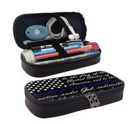 EVIUS Cute Pledge of Allegiance Flag Print Pencil Pouch Portable Pu Leather Flip Pencil Case with Zipper Compartments Storage Organizer Pencil Bags for Boys Girls Adults Teen Student Office School
