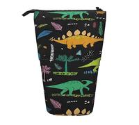 EVIUS Dinosaur Palm Leaf Printed Pencil Case Cute, Stand Pencil Cases Holder, Pencil Case Telescopic with Zipe Pencil Case, Funny Pencil Case for Kids, Portable Standing Pen Holder