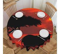 EVIUS Elephant Sunset Print Round Tablecloth 152 Cm Wrinkle-Resistant Waterproof Table Cover For Holidays, Dining, Parties Fall, Christmas Decor Indoor Outdoor Use