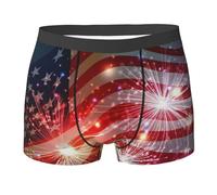 EVIUS Firework American Flag Bright Graphic Underwear For Men,Men'S Underwear Breathable Underwear,Soft Boxer Briefs - Comfortable And Stylish Printed Boxers
