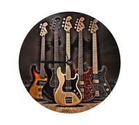 EVIUS Guitar Bass Music Musical Instruments Round Wall Clock 25cm Silent Wall Clock Wall Clocks For Living Room Wall Clock Kitchen Wall Clock For Bedroom Wall Clocks For Office Retro Wall Clocks