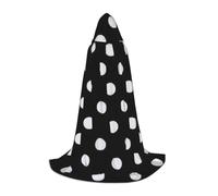 EVIUS Halloween Floor Length Hooded Cape Black & White Big Dot Print Hooded Cape For Teens