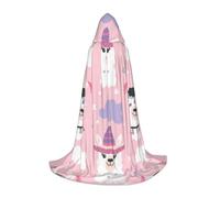 EVIUS Halloween Floor Length Hooded Cape Cartoon Llama Alpaca Print Hooded Cape For Teens