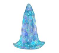 EVIUS Halloween Floor Length Hooded Cape Gold Mermaid Scale Print Hooded Cape For Teens