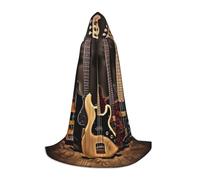 EVIUS Halloween Floor Length Hooded Cape Guitar Bass Music Musical Instruments Print Hooded Cape For Teens
