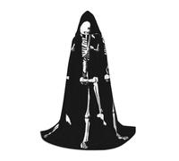 EVIUS Halloween Floor Length Hooded Cape Halloween Posable Skeleton Skull Print Hooded Cape For Teens